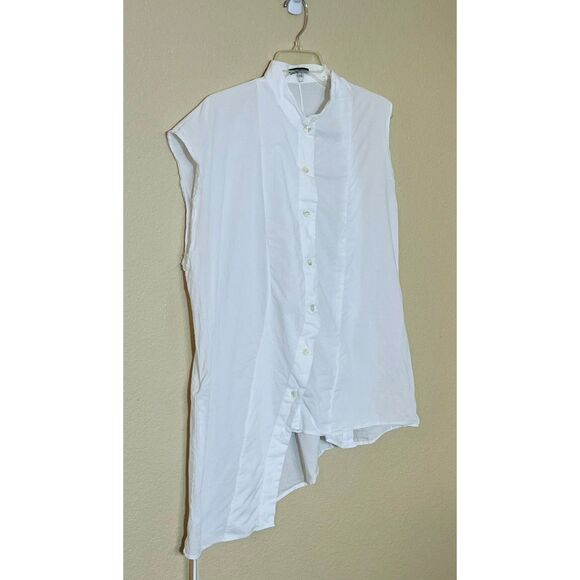 RARE Ann Demeulemeester Women's Sleeveless White Cotton Blouse Asymettrical 40 - Picture 2 of 13